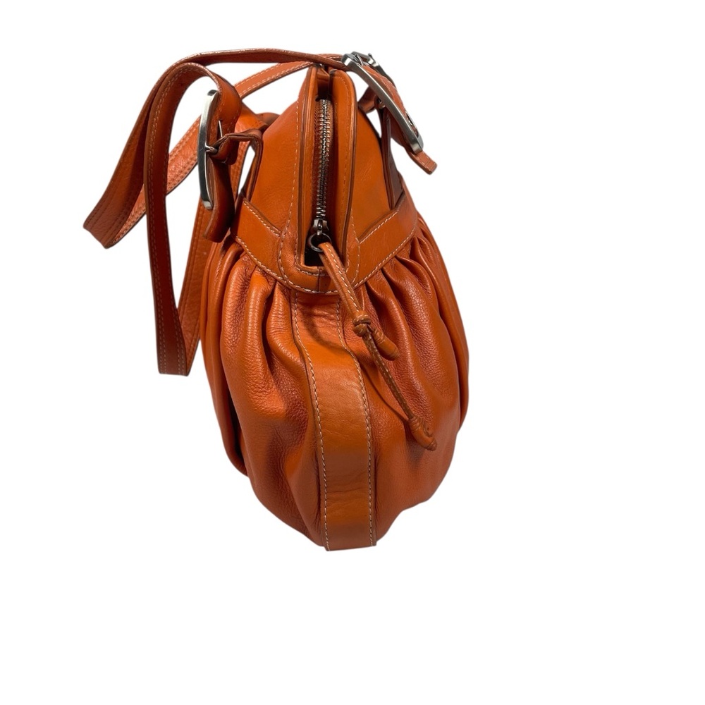 Cole Haan Orange Leather Hobo Shoulder Bag Purse Handbag Slouchy Boho Satchel - Picture 3 of 8